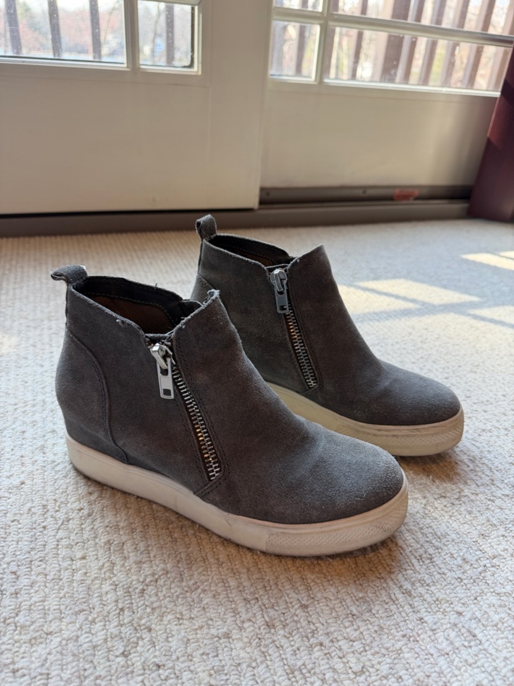 Steve Madden Gray Suede Wedge Sneaker Boot with Side Zipper